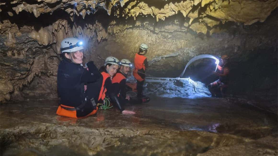 Team Freedome in caving